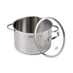1370 GIPFEL Кастрюля VICTORY 24x15,5см/7,0л со стеклянной крышкой, с капсульным дном. Материал: нерж. сталь 18/10