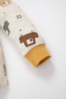 Пижамный комплект с длинными рукавами и рисунком транспортных средств для маленьких мальчиков - Defacto фото 4