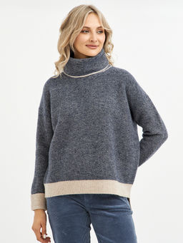 водолазка женская синяя из шерсти