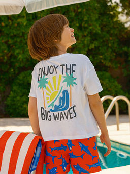 Bisiklet Yaka Bask?l? Erkek ?ocuk Ti??rt