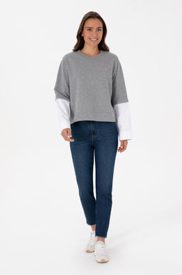 Kad_n Gri Melanj Sweatshirt Sepette S_rpriz _ndirim - U.s. polo assn фото 4