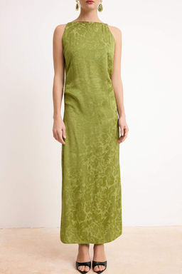 Yag Yesil Buzgu ve Drape Detayl? Midi Dokuma Elbise TWOSS26EL00187 - Trendyolmilla фото 3