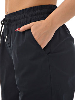 Хлопковые комфортные брюки резинка по поясу цвет ТЕМНО-СИНИЙ - А+б коллекция фото 8