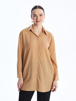 D?z Uzun Kollu Oversize Kad?n G?mlek Tunik