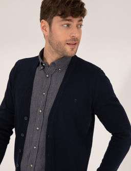 Lacivert Slim Fit Basic D__meli Triko H_rka