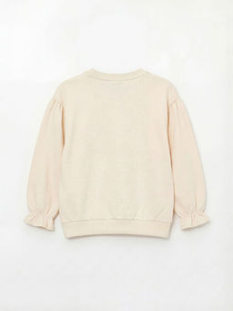 Bisiklet Yaka ?i?ek Aplikeli K?z ?ocuk Sweatshirt