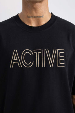 DeFactoFit Футболка Oversize с круглым вырезом и короткими рукавами с вышивкой фото 4