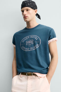 CAMISETA ESTAMPADO LAVADO / Azul?n