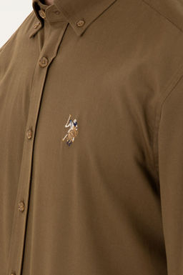 Мужская рубашка цвета хаки с длинным рукавом - U.s. polo assn фото 7