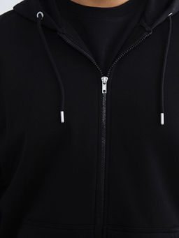 B?y?k Beden Kap??onlu Erkek Kal?n Fermuarl? Sweatshirt