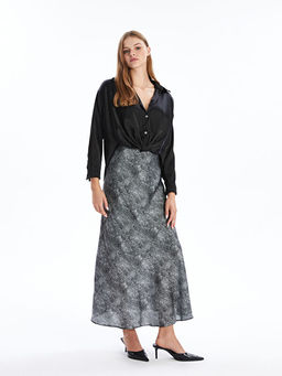 Standart Fit Desenli Saten Kad?n Etek