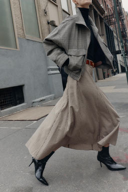 HOUNDSTOOTH CAPE BELT MIDI SKIRT - Zara фото 3