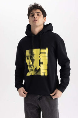 Толстовка с капюшоном и принтом на спине Tupac Regular Fit - Defacto фото 3