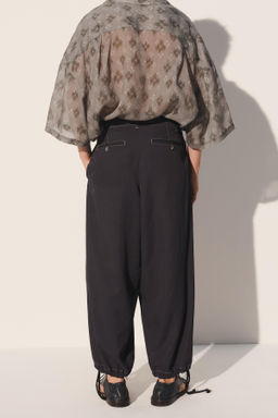 PANTAL?N FLUIDO CORDONES / Marino oscuro - Zara фото 4