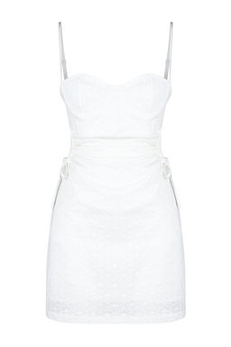 Limited Edition Beyaz Brode Dokuma K?sa Elbise TPRSS24EL00141 - Trendyolmilla фото 6