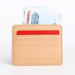 Картхолдер, на 3 карты, отделение для купюр, бежевый