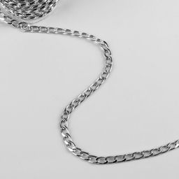 Цепочка для сумки, плоская, алюминиевая, 7,8 11,1 мм, 10 0,5 м, цвет серебряный - Арт узор фото 4