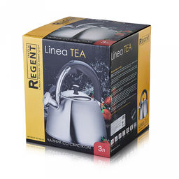 Чайник из нержавеющей стали Tea 3л, д21см, s0,5мм, дно s3,27мм, со свистком, многослойное капсульное дно, матовая полировка, пластмассовая ручка, цветная коробка, Regent (Китай) Подходит для всех видов плит, включая индукционную - Домашняя мода фото 2