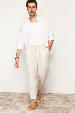 TRENDYOL MAN Beyaz Regular Fit Hakim Yaka Nak?s Detayl? %100 Pamuklu Gomlek TMNSS24GO00009 - Trendyolmilla фото 2
