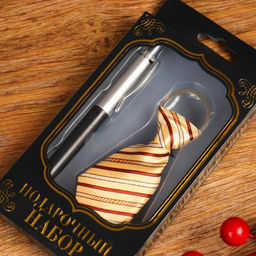 Набор подарочный 2 в 1, ручка, брелок-галстук, МИКС