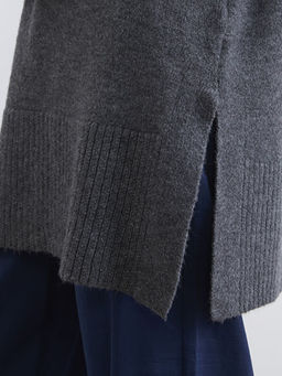 Bal?k?? Yaka Oversize Kad?n Triko Tunik