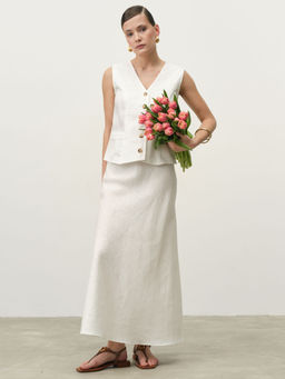 Юбка льняная 8025 айвори