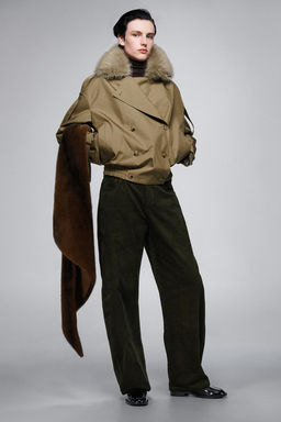 QUILTED TRENCH COAT WITH FAUX FUR COLLAR ZW COLLECTION