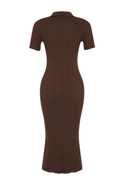 TRENDYOLMILLA Lacivert Maxi Triko Polo Yaka Elbise TWOSS24EL00282 фото 32