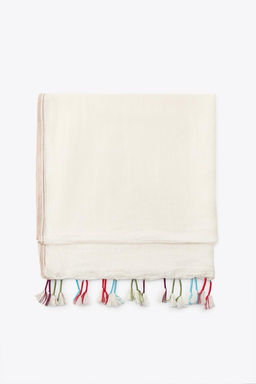 LINEN SCARF WITH POMPOMS - Zara фото 3