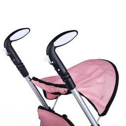 Коляска для кукол металлическая, складная, прогулочная с козырьком, с корзиной, цвет розовый, в пакете