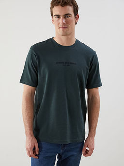 Bisiklet Yaka Bask?l? Erkek Ti??rt