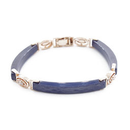 Браслет Лили из синей керамики покрытие под золото