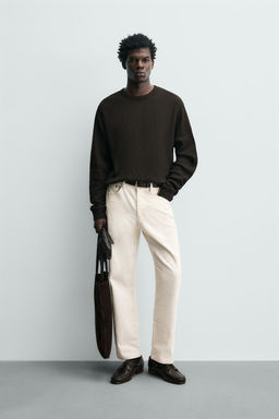 WAFFLE-KNIT TEXTURE T-SHIRT