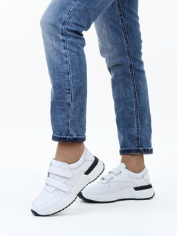 03-YG452-1 WHITE Кроссовки женские (натуральная кожа)