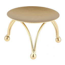 Подсвечник "Три точки" д7,6см, h4,8см, на 1 свечу, на ножках, металл, золотой (Китай)