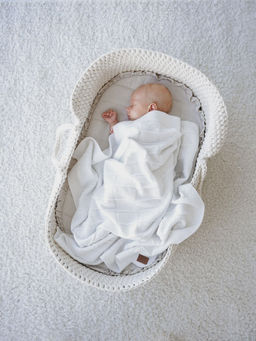 Плед вязаный хлопковый "Молоко" 0+