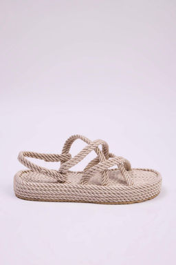 Bej Capraz Bantl? Halat Ipli Ka?nTaban Kad?n Has?r Sandalet TAKSS25SD00068 - Trendyolmilla фото 3