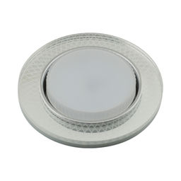 DLS-L156 GX53 GLASSY/CLEAR 3D Светильник декоративный встраиваемый, серия Luciole. Без лампы, цоколь GX53. Доп. светодиодная подсветка 4Вт. Металл/стекло. Зеркальный/Прозрачный, эффект 3D. ТМ Fametto