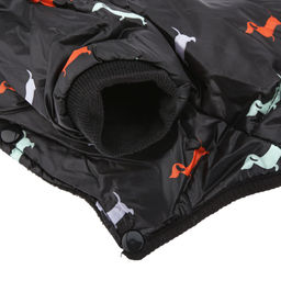 Пэт тойс (Pet toys) Одежда для собаки Куртка с капюшоном, с метал. кольцом, с принтом, на кнопках, р-р 2XL, длина спинки 38см/обхват груди 46см/обхват шеи 34см, цвет-черный, плащевка/синтепон/флис (100% полиэстер) (Китай) - Домашняя мода фото 8