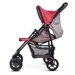Коляска для кукол складная, с корзиной и козырьком, цвет серо-бордовая