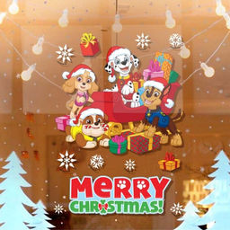 Наклейка интерьерная «С новым годом!», Щенячий патруль