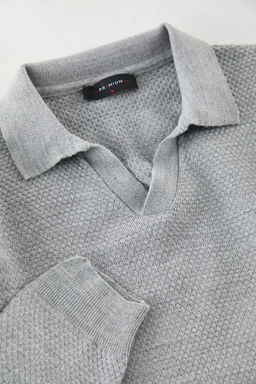 TRENDYOL MAN Gri Regular Polo Yaka Dokulu Triko Kazak TMNAW25KZ00077 - Trendyolmilla фото 2