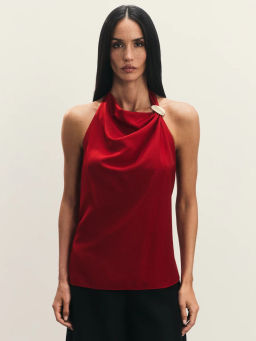 Топ-халтер с декоративной брошью / Zarina  фото 5