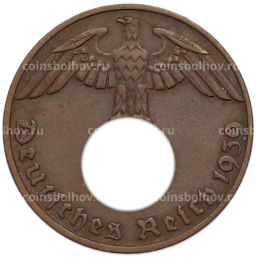 Монета 1 рейхспфенниг 1939 года B Германия