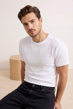 Siyah Regular/Normal Kesim Dokulu Kaskorse Basic T-Shirt TMNSS26TS00002 - Trendyolmilla фото 9