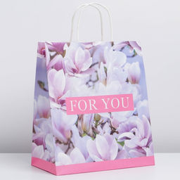 Цена за 2 шт. Пакет подарочный крафтовый, упаковка, For you, 28?32?15 см