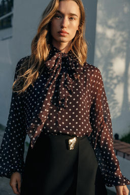 POLKA DOT PRINT BLOUSE - Zara фото 11