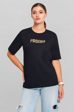 Арт. 31141 Футболка женская Россия 44-50 (4 шт) Цвет:черный - Калинка фото 2