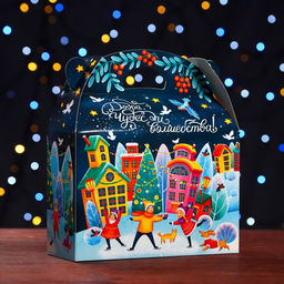 Цена за 5 шт. Подарочная коробка Праздник в городе , Баул 22 х 9 х 22 см