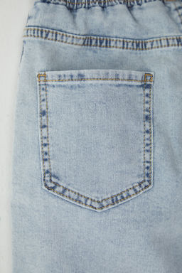 Ac?k Mavi Erkek Cocuk Pamuklu Cepli Lastikli Denim Sort & Bermuda TKDSS25SR00008